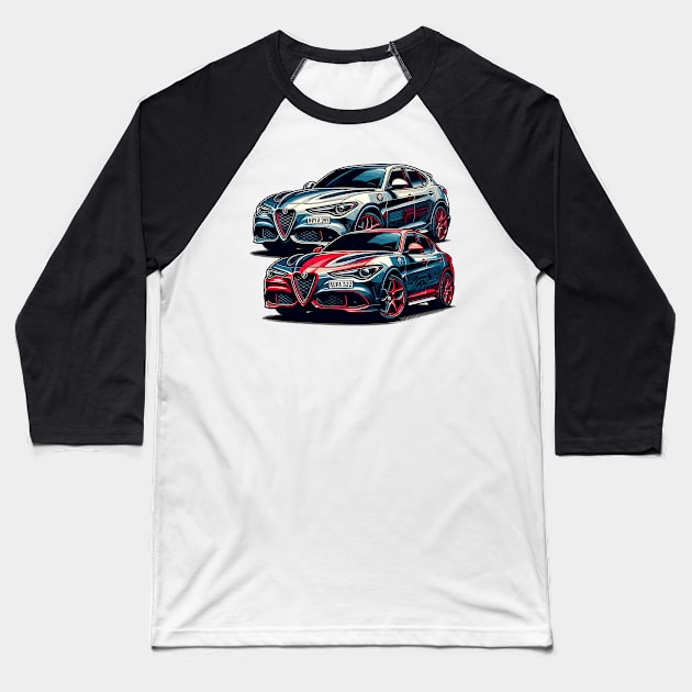 Alfa Romeo Stelvio Baseball T-Shirt by Vehicles-Art